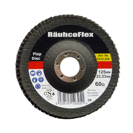 RauhcoFlex Flap Disc 125mm x 22.23mm Zirconium 60 Grit ( Pack of 10 ) 